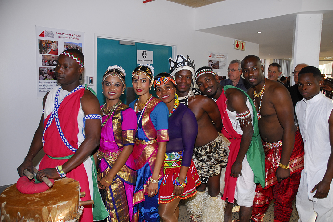 Indian and Zulu performers at the inauguration of the Ghandi-Luthuli Peace Hall at the DHC.