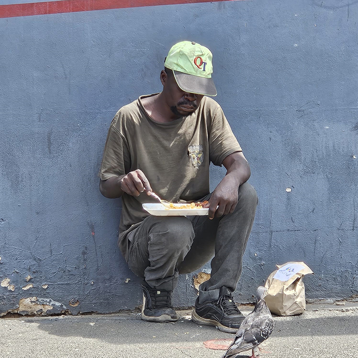 One of the homeless friends in Silverton enjoying his Christmas lunch.
