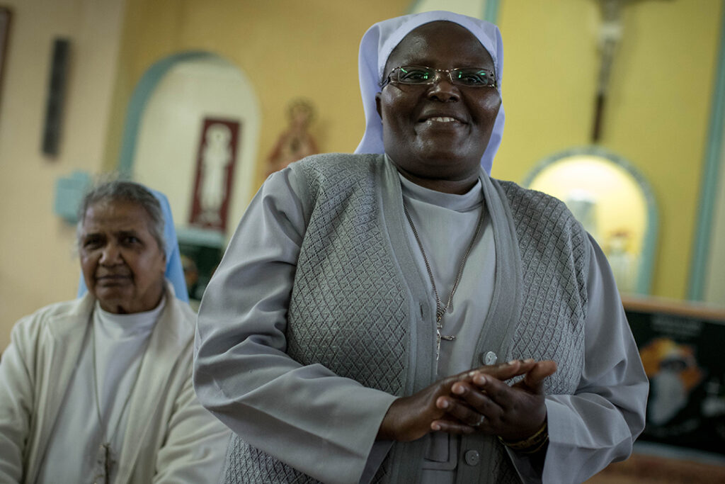 A nun inside a church at Nyeri, Kenya, ahead of the Beatification ceremony of Irene Stefani, an Italian nun and missionary. Credit: MAKE IT KENYA / Stuart Price/Flickr.